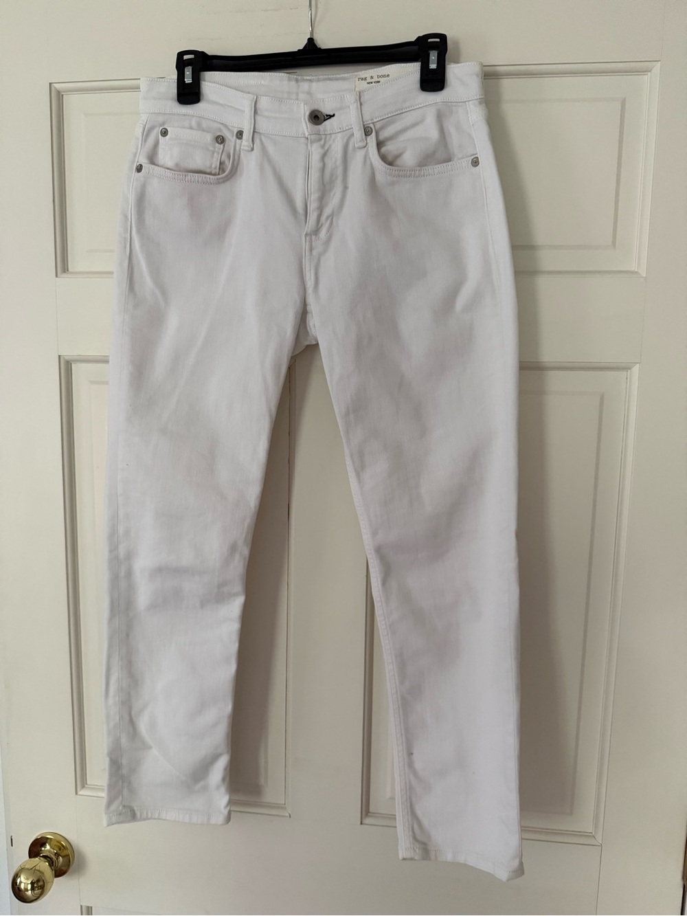 rag & bone White Dre Low-rise Slim Boyfriend Cropped Jeans